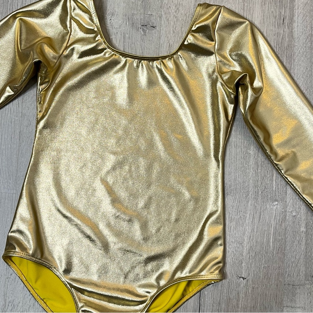 Speerise Gold Shiny Metallic Gymnastics Dance Leotard